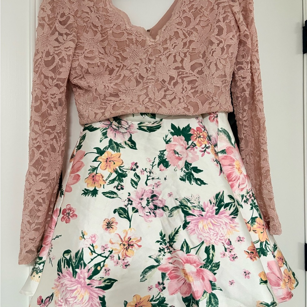Floral Lace Top and Skirt Set
